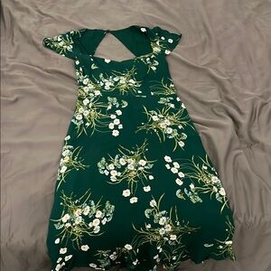Reformation Green Cold Shoulder Sundress with Flutter Sleeves